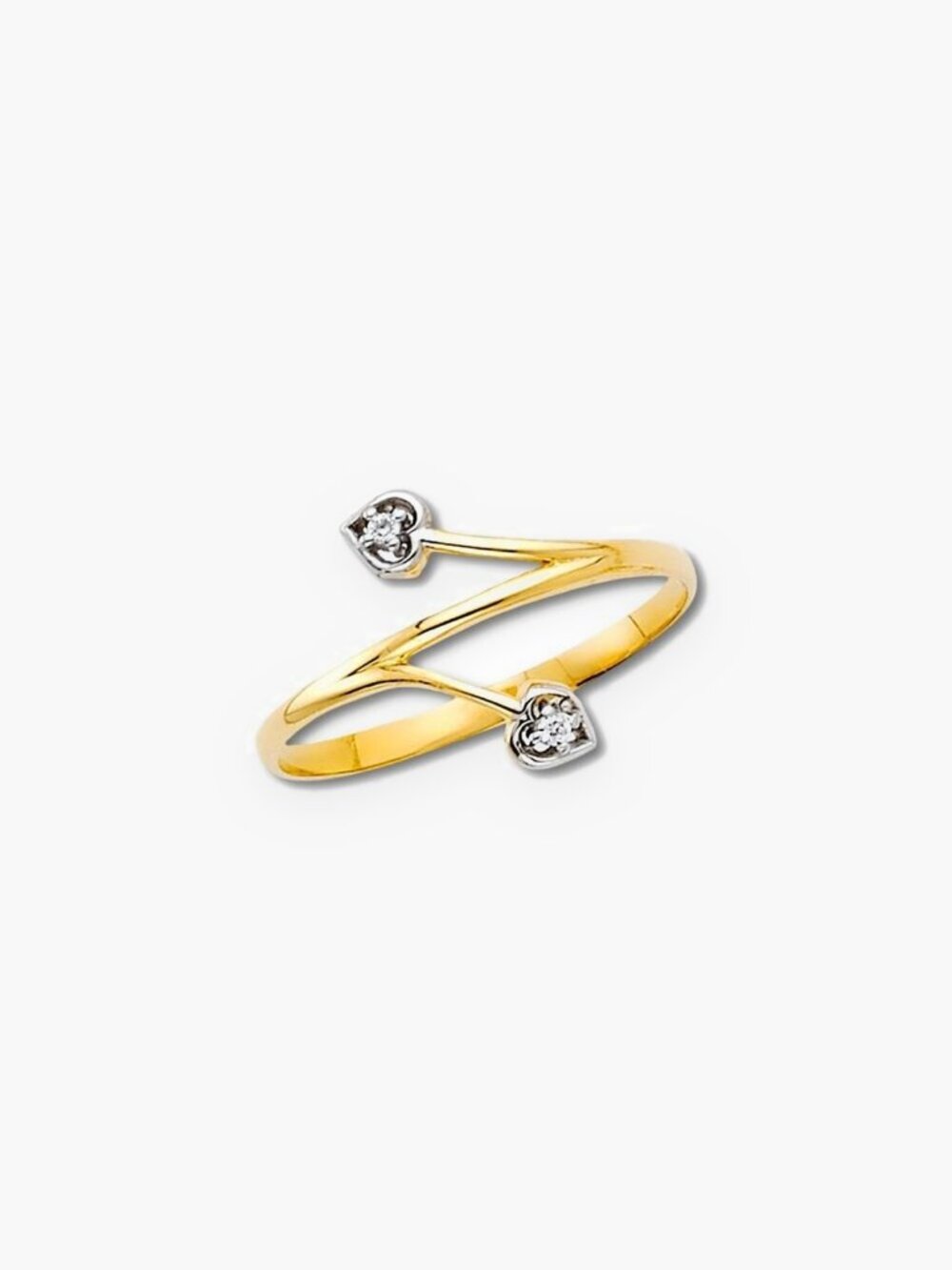 14k Solid Gold Two-Tone CZ Ring Size 7 By Tehrani Jewelry